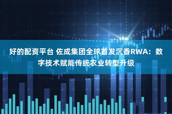 好的配资平台 佐成集团全球首发沉香RWA：数字技术赋能传统农业转型升级