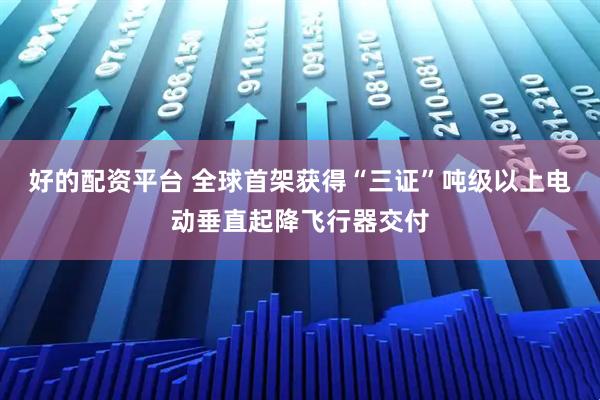好的配资平台 全球首架获得“三证”吨级以上电动垂直起降飞行器交付